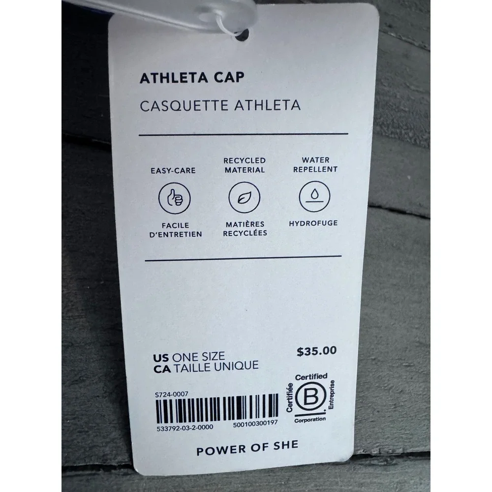 Athleta Blue Black Geometric Print Baseball Cap Water Repellent Recycled Hat NWT